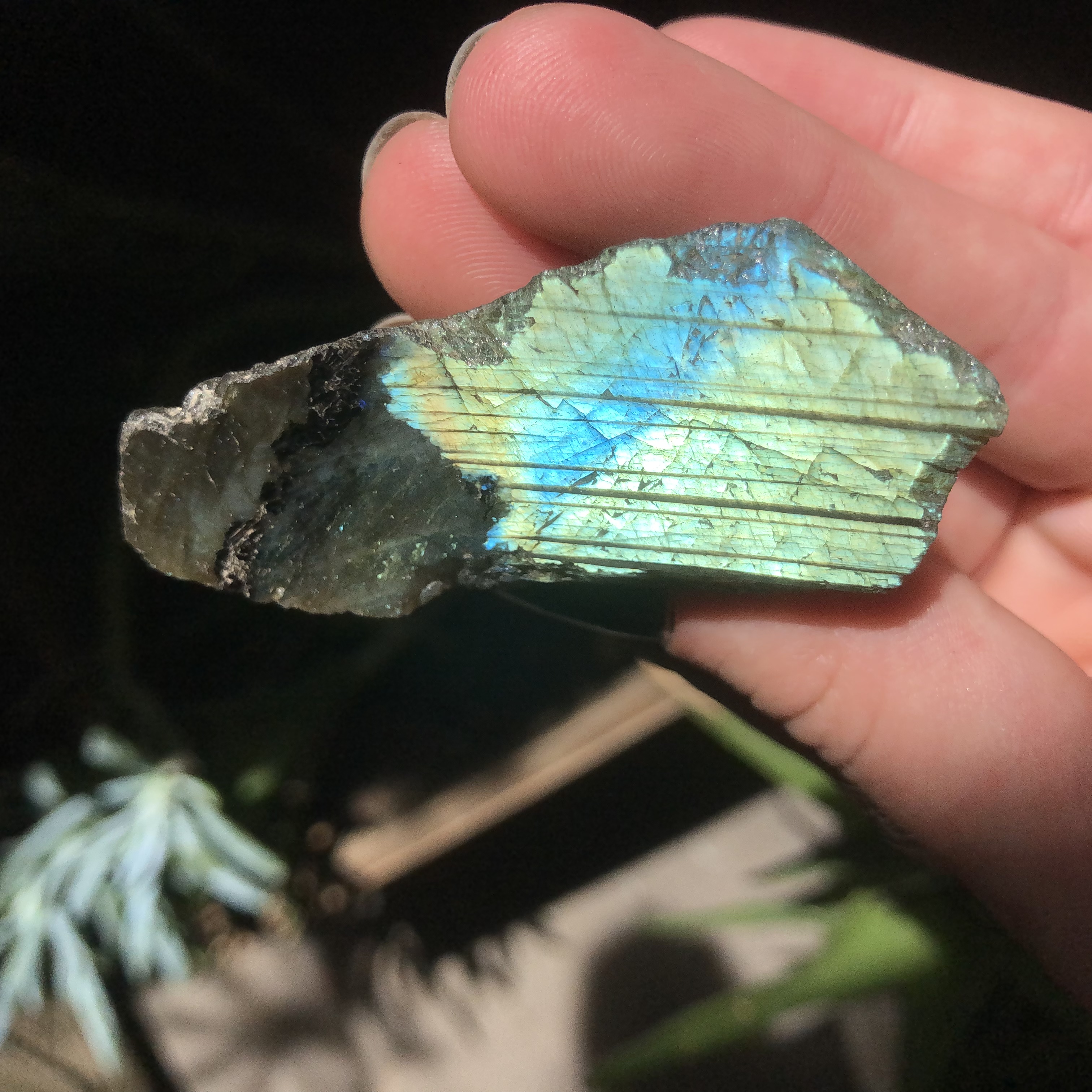 Green Blue Striped Labradorite Stone