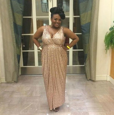Plus Size Sequined Prom Dresses for Women