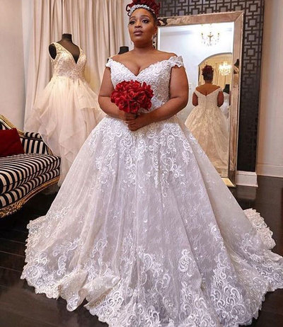 Off the Shoulder Plus Size Wedding Dresses Bridal Gowns