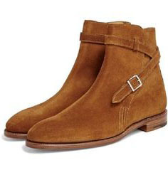 Handmade Men's Jodhpurs Boot, Men's Tan Brown Color Suede Jodhpurs Buckle Fashion Boot
