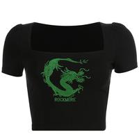 Dragon Rockmore Embroidery Square Collar Top - Thumbnail 3