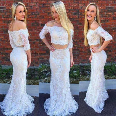 Two piece mermaid lace prom dresses  - Thumbnail 5