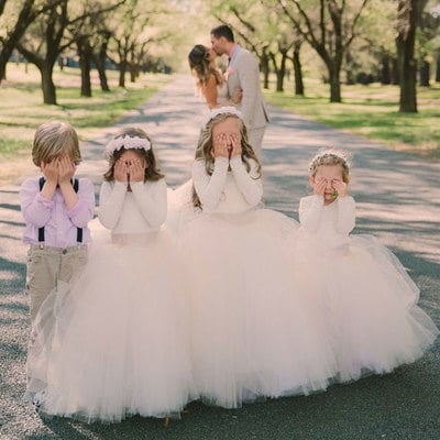 Cute Long Sleeves Ivory Tulle Flower Girl Dresses for Wedding