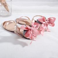 Women Bowknot Metallic Flat Sandals - Thumbnail 1