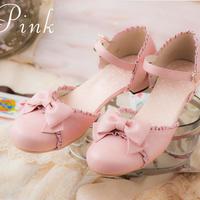 Sweet Bow Flounce Low Heeled Mary Jane Shoes - Thumbnail 3