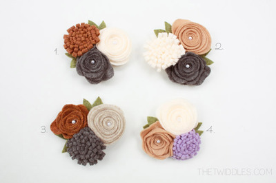 Multi-Flower Brooch - Medium, Fall Colors