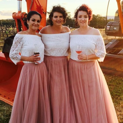 Two Piece Long Blush Bridesmaid Dresses Long Dress