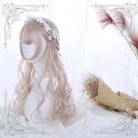 Girl Pastel Pink Blonde Gradient Air Bangs Long Curly Wigs - Thumbnail 4