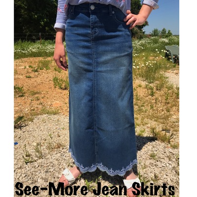 PARIS LONG VINTAGE WASH DENIM SKIRT