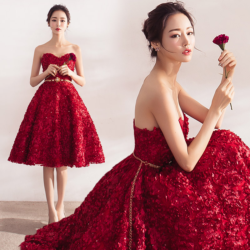 Simple burgundy sweetheart neck short prom dress, homecoming dress