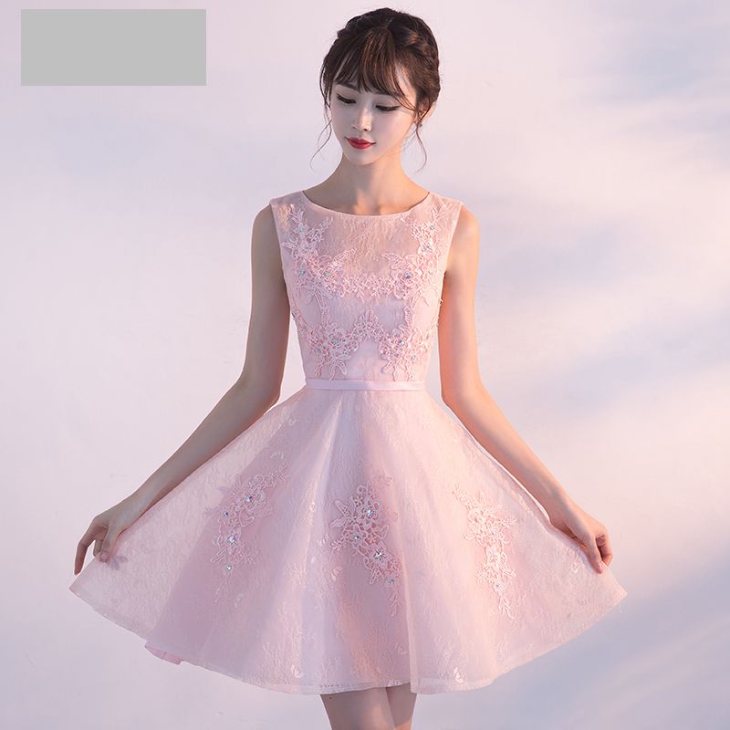 Cute lace short prom dress, gray homecoming dress