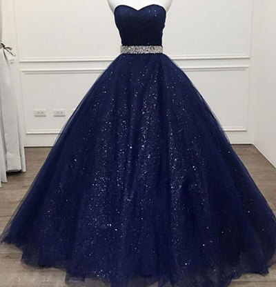 Sparkly Ball Gowns Prom Dresses Waist with Beaded