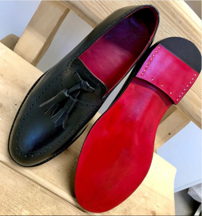 Handmade Men's Loafer Tussles Shoes, Men's black Leather Loafer Slip on Shoes