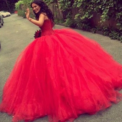 Burgundy tulle ball gowns prom dresses quinceanera dresses - Thumbnail 3