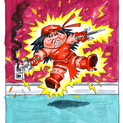 Elektra cuted / saiin' sarah color rough - marveless kids series 1 2019 - Thumbnail 2