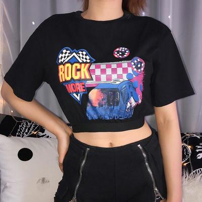 ROCK MORE Checker Printed Black Top