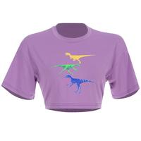 Dinosaur Printed Purple Color Block Top - Thumbnail 4