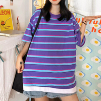 90s Oversize Color Block Stripe Tee - Thumbnail 1