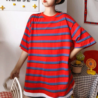 90s Oversize Color Block Stripe Tee - Thumbnail 4