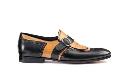 men's Tan Black Color Monk Fringe leather shoes Men Dress Formal Straps Brogue Shoes