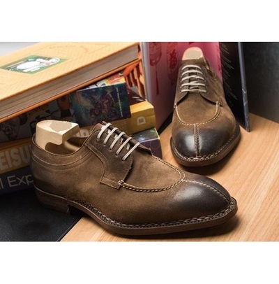 men's Brown Color lace up Suede leather shoes Men Dress Formal Split Toe Shoe