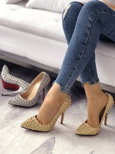 Sexy Glittering Studded Stiletto Pumps G-2974