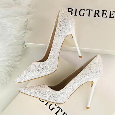 Shinning Crystal Pointed Toe High Stiletto Heels Prom Shoes G-2983