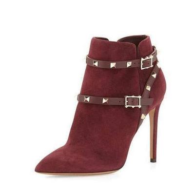 Leopard Pointed Toe Zipper Stiletto High Heels Short Boots G-2985