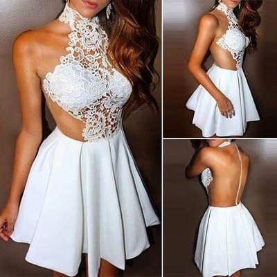White Short Homecoming Dresses with Lace Under 100