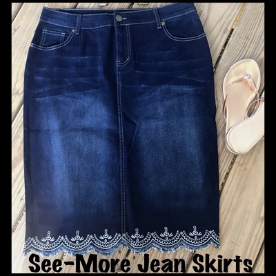 PARIS MID LENGTH DARK DENIM SKIRT