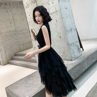 Black v neck short prom dress, evening dress - Thumbnail 4