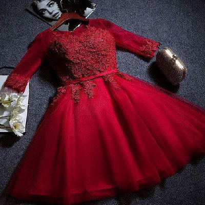 Half Sleeves Short Homecoming Dresses with Appliques