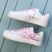 Sweet cherry blossom doodle hand-painted shoes canvas shoes - Thumbnail 1