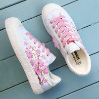 Sweet cherry blossom doodle hand-painted shoes canvas shoes - Thumbnail 2