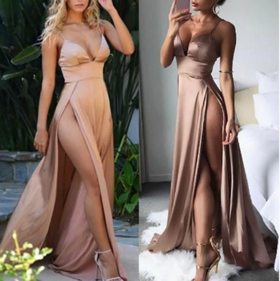 2019 Cheap Spaghetti Straps Side Split Simple Modest Sexy Prom Dresses, Evening dresses,57