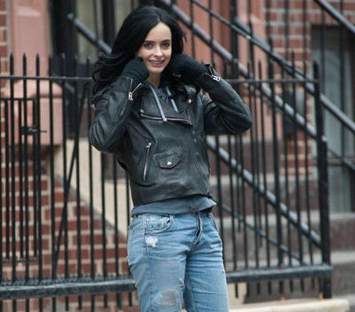 Women's Jessica Jones Krysten Ritter Slim Fit Biker Black Leather jackets
