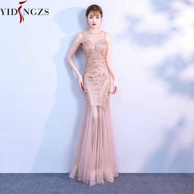 Robe De Soiree Sequins Beading Evening Dresses Mermaid Long Formal Prom Party Dress 2019 New Style,77