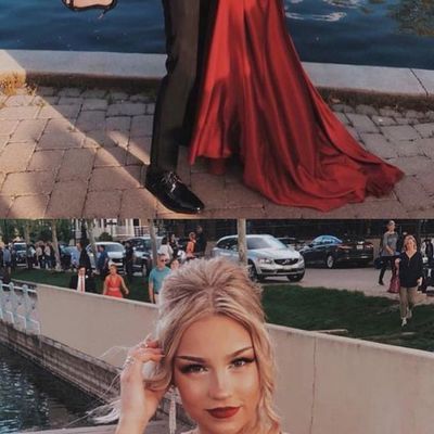 Simple a-line dark red satin long prom dresses,cross back evening party dresses - Thumbnail 5