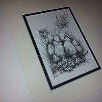 MUSHROOM HATCH ORIGINAL INK SKETCH PRINT - Thumbnail 2