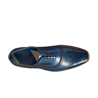 Handmade Navy Black Wing Tip Brogue Lace Up Shoes Designing Leather Shoes, Stylish Dress Formal Shoes