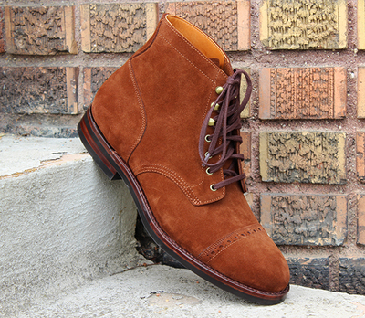 Handmade Brown Lace Up Suede Cap Toe Stylish Boot