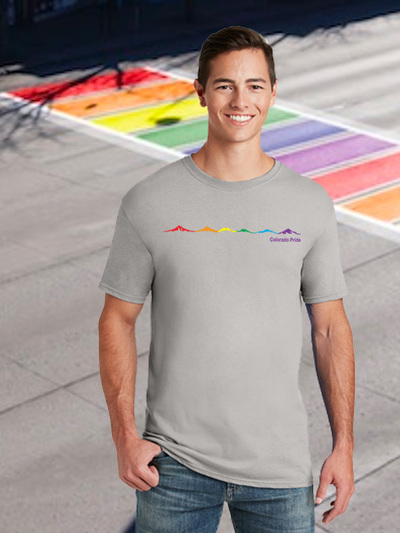 Mountain Pride. Denver Pride Silver T-shirt