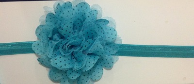 Blue Polka Dot Lace Flower headband