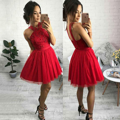 Short Red Homecoming Dresses with Sequins