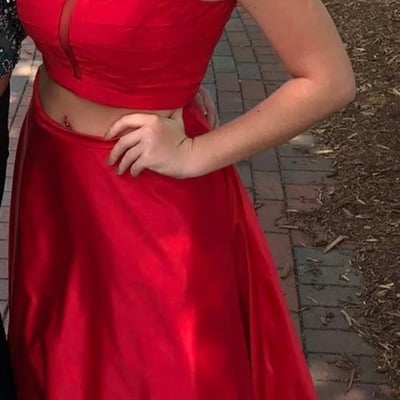 V neck floor length two piece prom dresses - Thumbnail 3