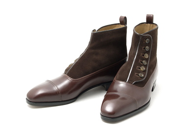 Men's Balmoral Pure Brown Leather & brown Suede Button Boots for Men's