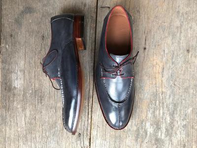 Handmade Gray Leather Split Toe Lace Up shoes for men's