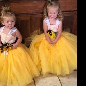 Ball Gown Tulle Orange Flower Girl Dresses with Handmade Flowers