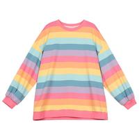 Pastel Rainbow Stripe Long Sleeve Oversize Sweatshirt - Thumbnail 4
