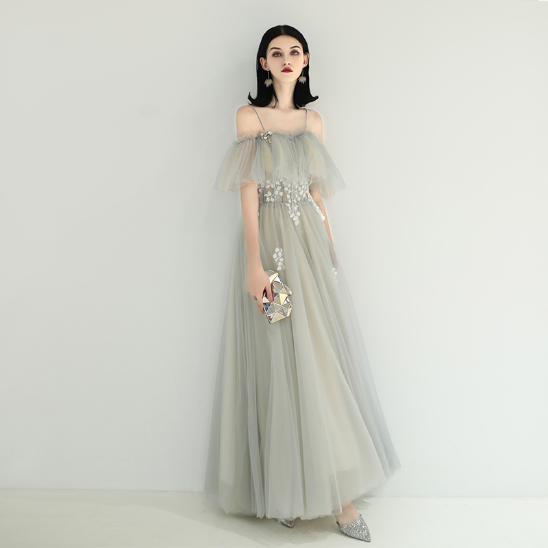 Cute tulle lace long prom dress, evening dress